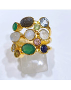 Bague Multipierres Laiton Plaqué Or Taille 58 Collection NIIKI PARIS