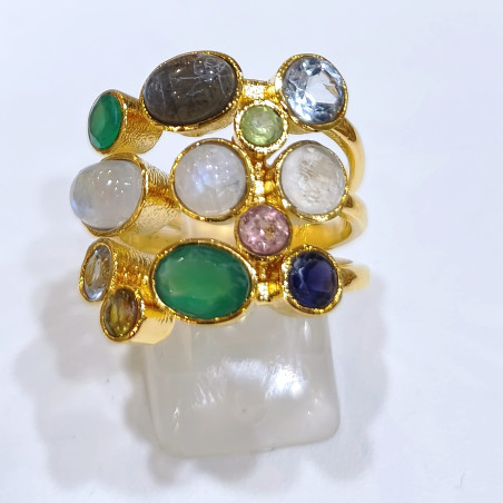 Bague Multipierres Laiton Plaqué Or Taille 58 Collection NIIKI PARIS