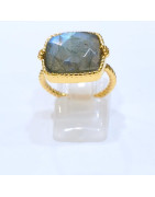 Bague labradorite Laiton Plaqué Or Taille 55 Collection NIIKI PARIS