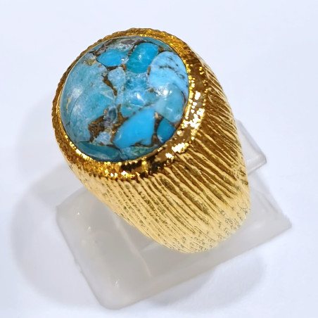 Bague Turquoise Laiton Plaqué Or Taille 53 Collection NIIKI PARIS