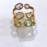 Bague Améthyste Quartz Rose Améthyste Verte Laiton Plaqué Or Taille 58 Collection NIIKI PARIS