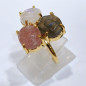 Bague Labradorite Quartz Cerise Pierre de Lune Laiton Plaqué Or Taille 57 Collection NIIKI PARIS