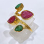 Bague Rubis Emeraude Laiton Plaqué Or Taille 54 Collection NIIKI PARIS