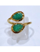 Bague Emeraude Laiton Plaqué Or Taille 58 Collection NIIKI PARIS