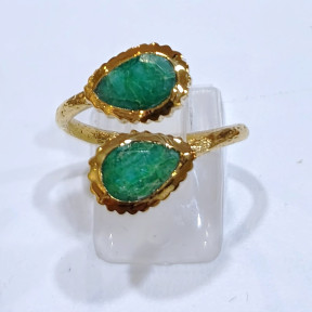 Bague Emeraude Laiton Plaqué Or Taille 58 Collection NIIKI PARIS