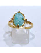 Bague Amazonite Laiton Plaqué Or Taille 58 Collection NIIKI PARIS