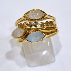 Bague Calcédoine Pierre de Lune Laiton Plaqué Or Taille 59 Collection NIIKI PARIS