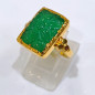 Bague Agate Verte Fleur Laiton Plaqué Or Taille 51 Collection NIIKI PARIS