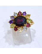 Bague Grenat et Multipierres Laiton Plaqué Or Taille 55 Collection NIIKI PARIS