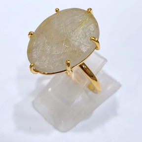 Bague Quartz Rutile Laiton Plaqué Or Taille 56 Collection NIIKI PARIS