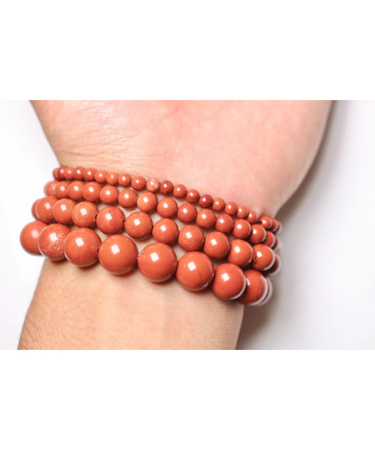 Bracelet Jaspe rouge Pierres rondes (s)