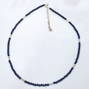 Collier Lapis-Lazuli avec Pendentif Argent 925 20 cm + 5