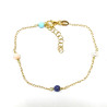 Bracelet Lapis-lazuli Corail Turquoise Perle d'Eau Douce Argent 925 Plaqué Or (Vermeil) Chaînette réglable