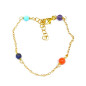Bracelet Lapis-lazuli Corail Turquoise Améthyste Argent 925 Plaqué Or (Vermeil) Chaînette réglable