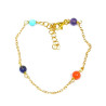 Bracelet Lapis-lazuli Corail Turquoise Améthyste Argent 925 Plaqué Or (Vermeil) Chaînette réglable