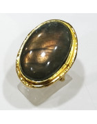 Bague Labradorite Laiton Plaqué OR Taille Ajustable Collection NIIKI PARIS