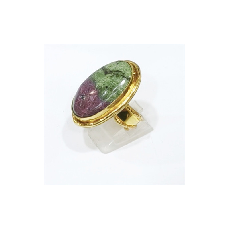 Bague Rubis Zoïsite Laiton Plaqué OR Taille Ajustable Collection NIIKI PARIS