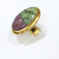 Bague Rubis Zoïsite Laiton Plaqué OR Taille Ajustable Collection NIIKI PARIS