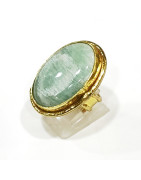 Bague Amazonite Laiton Plaqué OR Taille Ajustable Collection NIIKI PARIS