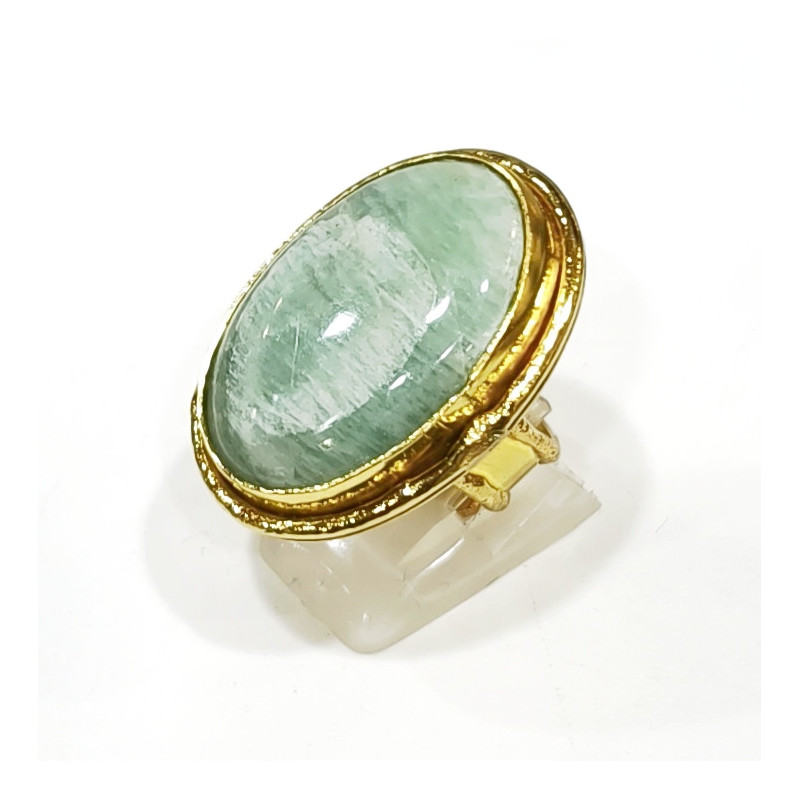 Bague Amazonite Laiton Plaqué OR Taille Ajustable Collection NIIKI PARIS