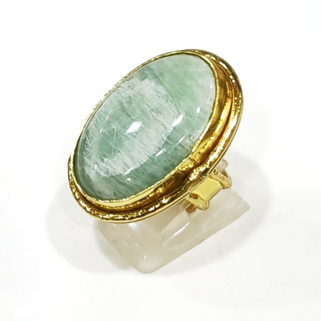 Bague Amazonite Laiton Plaqué OR Taille Ajustable Collection NIIKI PARIS