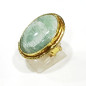 Bague Amazonite Laiton Plaqué OR Taille Ajustable Collection NIIKI PARIS