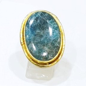 Bague Apatite Laiton Plaqué OR Taille Ajustable Collection NIIKI PARIS