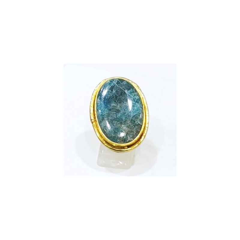 Bague Apatite Laiton Plaqué OR Taille Ajustable Collection NIIKI PARIS