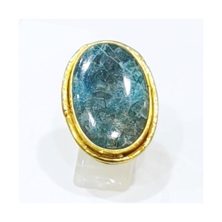 Bague Apatite Laiton Plaqué OR Taille Ajustable Collection NIIKI PARIS