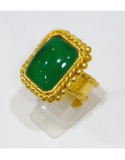 Bague Agate Laiton Plaqué OR Taille Ajustable Collection NIIKI PARIS