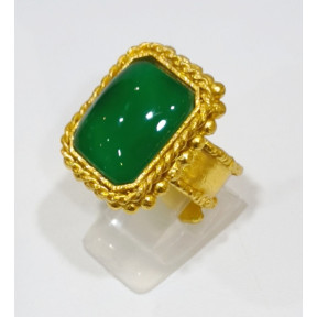 Bague Agate Laiton Plaqué OR Taille Ajustable Collection NIIKI PARIS