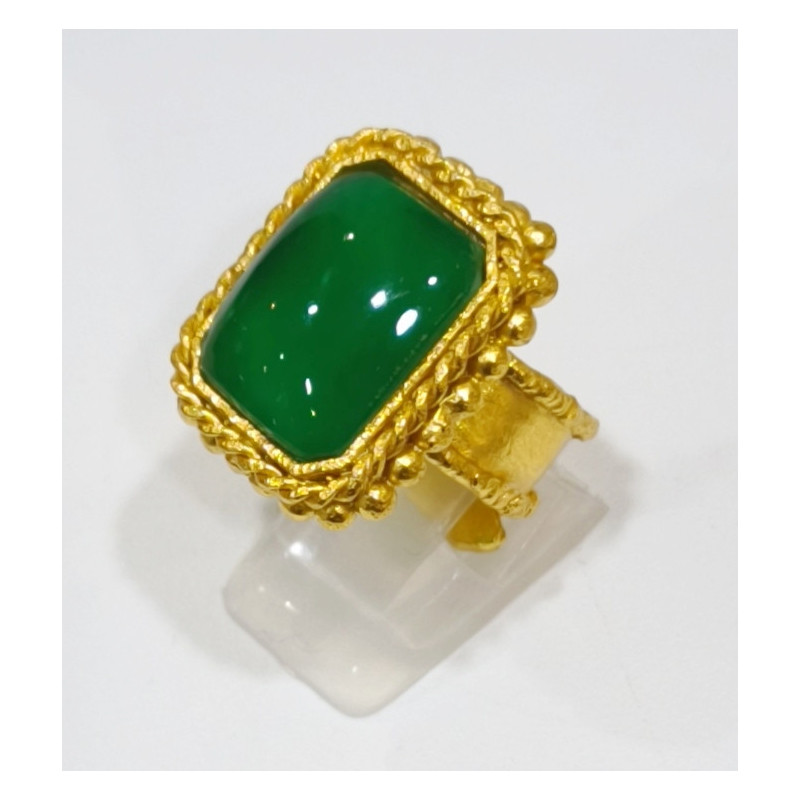 Bague Agate Laiton Plaqué OR Taille Ajustable Collection NIIKI PARIS