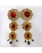 Boucles Bakélite Fleur à Clips Laiton Plaqué Or Collection NIIKI