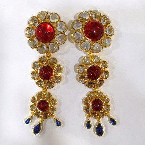 Boucles Bakélite Fleur à Clips Laiton Plaqué Or Collection NIIKI