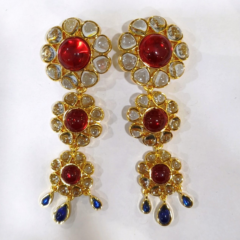 Boucles Bakélite Fleur à Clips Laiton Plaqué Or Collection NIIKI