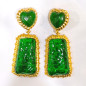 Boucles Bakélite Verte à Clips Laiton Plaqué Or Collection NIIKI