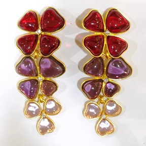 Boucles Bakélite Fleur à Clips Laiton Plaqué Or Collection NIIKI