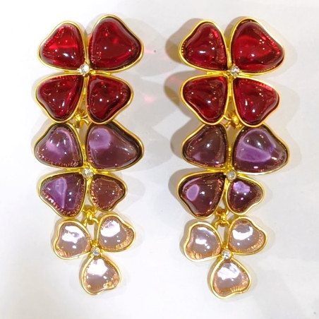 Boucles Bakélite Fleur à Clips Laiton Plaqué Or Collection NIIKI