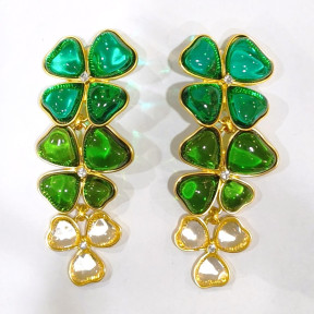 Boucles Bakélite Fleur à Clips Laiton Plaqué Or Collection NIIKI