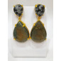 Boucles Labradorite et Obsidienne Neigeuse Laiton Plaqué Or Collection NIIKI PARIS