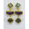 Boucles Labradorite Améthyste à Clips Laiton Plaqué Or Collection NIIKI PARIS
