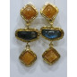 Boucles Labradorite Citrine à Clips Laiton Plaqué Or Collection NIIKI PARIS