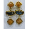 Boucles Labradorite Citrine à Clips Laiton Plaqué Or Collection NIIKI PARIS