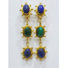 Boucles Lapis-Lazuli et Malachite à Clips Laiton Plaqué Or Collection NIIKI PARIS