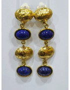 Boucles Lapis-Lazuli à Clips Laiton Plaqué Or Collection NIIKI PARIS