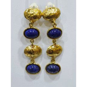 Boucles Lapis-Lazuli à Clips Laiton Plaqué Or Collection NIIKI PARIS