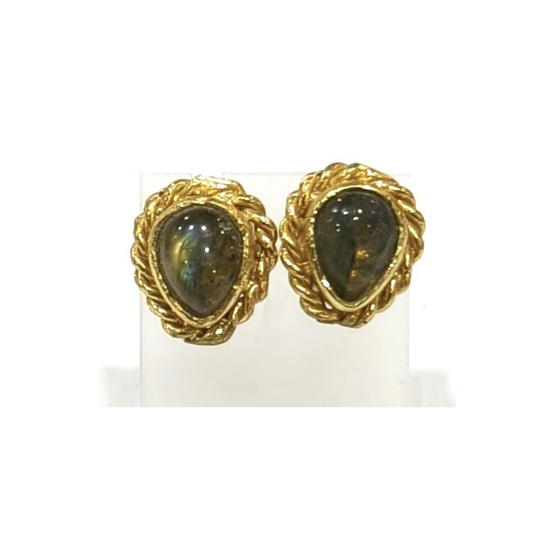 Boucles Labradorite Laiton Plaqué Or Collection NIIKI PARIS