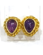 Boucles Améthyste Laiton Plaqué Or Collection NIIKI PARIS