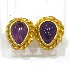 Boucles Améthyste Laiton Plaqué Or Collection NIIKI PARIS