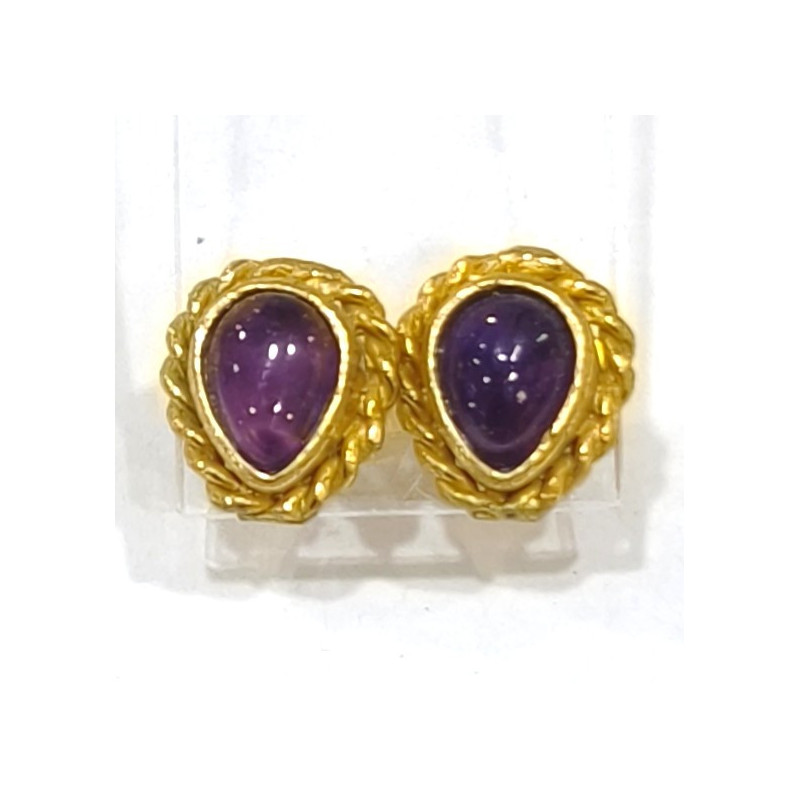 Boucles Améthyste Laiton Plaqué Or Collection NIIKI PARIS